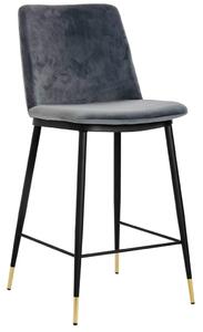 King Home DIEGO 65 Bárszék Sötétszürke Velúr Arany-Fekete Lábvéggel