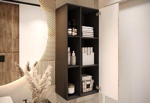 WOTANA függő fürdőszoba szekrény, 45x100x30, wotan tölgy/fekete, jobb