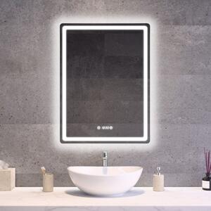 Álló fürdőszobai LED tükör 50x70cm | Páramentesítő - Óra - Fényerő és színhőmérséklet szabályozás | Welland Type20V