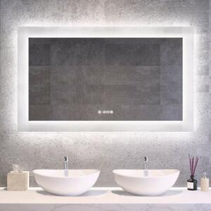 120x80cm fürdőszobai LED tükör dupla mosdóhoz | Páramentesítő - Beépített óra - Fényerő és színhőmérséklet szabályozás | Welland Luxury-Line Kath