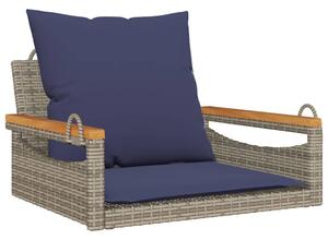 Szürke polyrattan hintapad párnákkal 63 x 62 x 40 cm