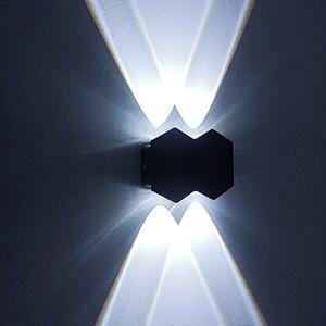 Kültéri fali LED lámpa 4W fekete színű IP65 vízálló 6000K hideg fényű (1109-4-BLACK-6000K)