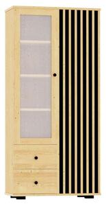 Panel-Lux Fenyő Vitrines Szekrény - 2 Fiókkal