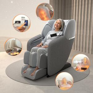 Masszázsfotel inSPORTline Modenico, kihúzható lábtartó, vezérlő LCDkijelzővel, 18 előre beállított program, Bluetooth hangszórók, Zero Gravity pozíció szürke