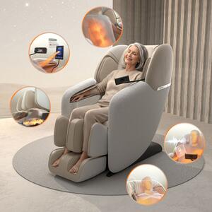 Masszázsfotel inSPORTline Modenico, kihúzható lábtartó, vezérlő LCDkijelzővel, 18 előre beállított program, Bluetooth hangszórók, Zero Gravity pozíció bézs