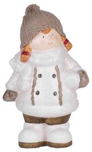 Szobor Kislány bögyös, copfokkal és sapkával, terakota, 29cm