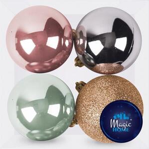 MagicHome karácsonyi gömbok, 4 db, mix, karácsonyfára, 10 cm