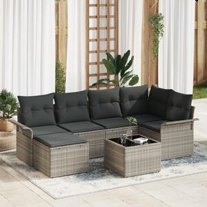 Kerti Kanapé Szett párnával 7 pcs Világosszürke Poli rattan