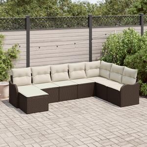 Kerti Kanapé Szett párnával 8 pcs Barna Poli rattan