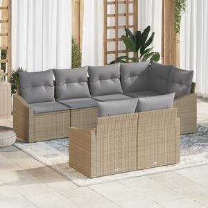 Kerti Kanapé Szett 7 pcs Beige és Világosszürke polirattan