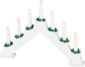 Gyertyatartó MagicHome Vianoce, 7x LED meleg fehér, fehér, 2xAA, beltéri, 39x4,5x29 cm