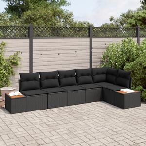 Kerti Kanapé Szett párnával tárolóval 6 pcs Fekete Polyrattan