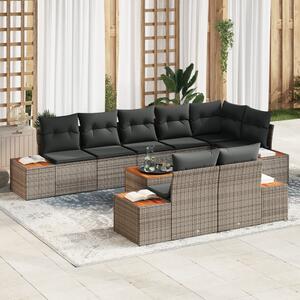 Kerti Kanapé Szett párnával tárolóval 8 pcs Szürke Polyrattan