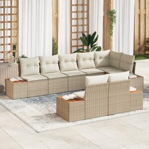 Kerti Kanapé Szett párnával 8 pcs Beige és krém Polyrattan
