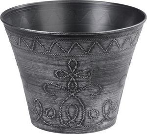 Virágcserép Strend Pro Flower, 24,5x19,3 cm, ezüst, fémes hatás