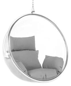 KONDELA Függő fotel, átlátszó/ezüst/szürke, BUBBLE NEW TYP 1