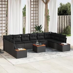 Kerti Kanapé Szett párnával tárolóval 10 pcs Fekete Polyrattan
