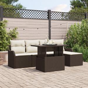 VidaXL Kültéri Ülőgarnitúra párnával 6 pcs Barna Poli rattan