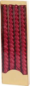 Gyertya MagicHome Karácsony, 25 cm, csomag 4 db, piros, spirál, csavart