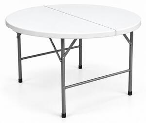 Kerti asztal összecsukható Ø122 cm HDPE, fehér