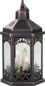 Lámpás MagicHome Karácsony Morocco, LED meleg fehér, gyertyák, fekete, 3xAAA, műanyag, időzítő, 18x1