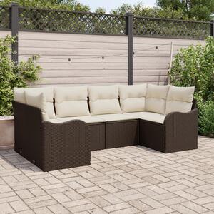 VidaXL Kerti Kanapé Szett tárolóval 6 pcs Barna és fehér Poli rattan