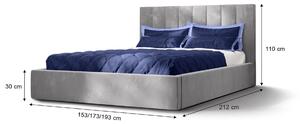 DENVER franciaágy magas ágytámlával - szürke Méret: 160x200