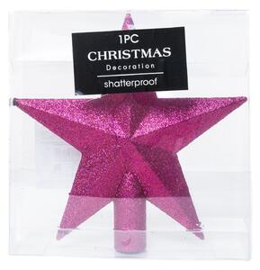 Glitteres csúcsdísz csillag 19 cm 2 rózsaszín