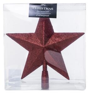 Bordó glitteres csúcsdísz 28.5 cm