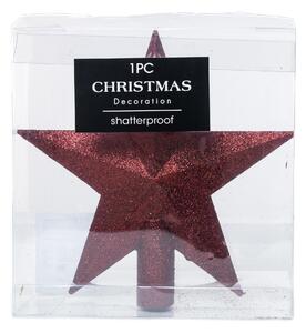 Bordó glitteres csúcsdísz csillag 19 cm