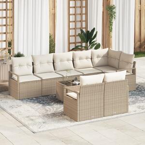 Kerti Kanapé Szett párnával 9 pcs Beige és krém polirattan