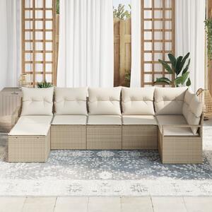 Kanapé Szett párnával tárolóval 7 pcs Beige és krém polirattan
