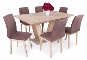 Prága asztal Lotti székekkel | 6 személyes étkezőgarnitúra