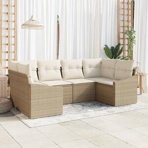 Kerti Kanapé Szett tárolóval 6 pcs Beige és krém polirattan