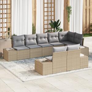 Kerti Kanapé Szett 8 db Beige és Világosszürke Poli rattan