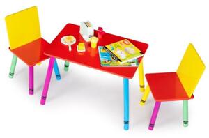 Fa gyerek asztal Color + 2 db szék