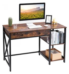 Íróasztal / számítógépasztal fiókkal és polcokkal - Vasagle Loft - 120 x 60 cm