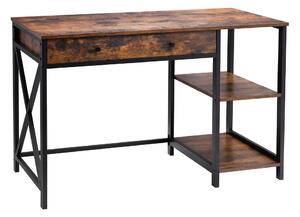 Íróasztal / számítógépasztal fiókkal és polcokkal - Vasagle Loft - 120 x 60 cm