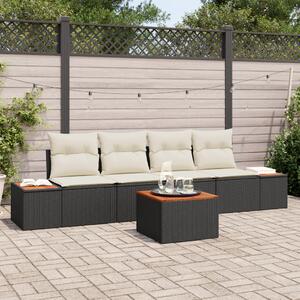 Kerti Kanapé Szett párnával tárolóval 5 pcs Fekete Poli rattan