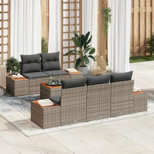 Kerti Kanapé Szett tárolóval 6 pcs Szürke Poli rattan