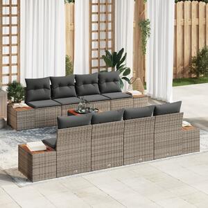 VidaXL Kerti Kanapé Szett tárolóval 9 pcs Szürke Poli rattan