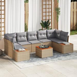Kerti Kanapé Szett párnával tárolóval 8 pcs Bézs Poli rattan