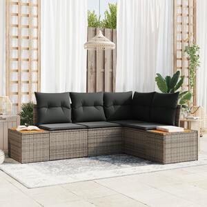 VidaXL Kerti Kanapé Szett párnával tárolóval 4 pcs Szürke Polyrattan