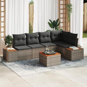 Kerti Kanapé Szett párnával tárolóval 6 pcs Szürke Poli rattan