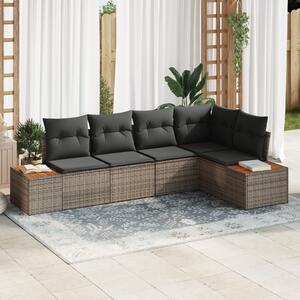 Kerti Kanapé Szett párnával tárolóval 5 pcs Szürke Poli rattan