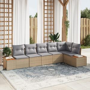 Kerti Kanapé Szett 6 pcs Beige és Világosszürke Polyrattan