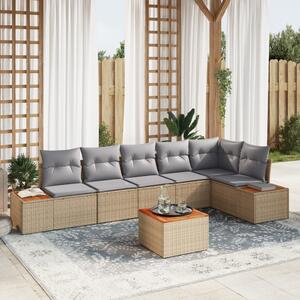 Kerti Kanapé Szett 6 pcs Beige és Világosszürke Polyrattan
