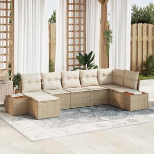 Kerti Kanapé Szett párnával 8 pcs Beige és krém Polyrattan