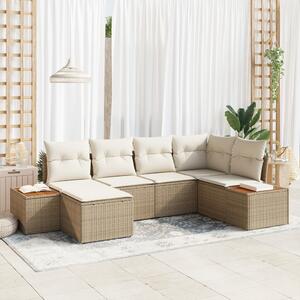 Kerti Kanapé Szett párnával 7 pcs Beige és krém Polyrattan
