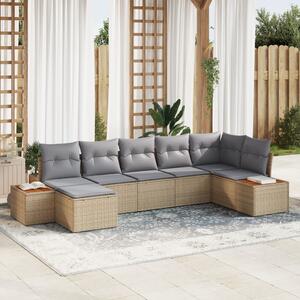 Kerti Kanapé Szett 8 pcs Beige és Világosszürke Polyrattan
